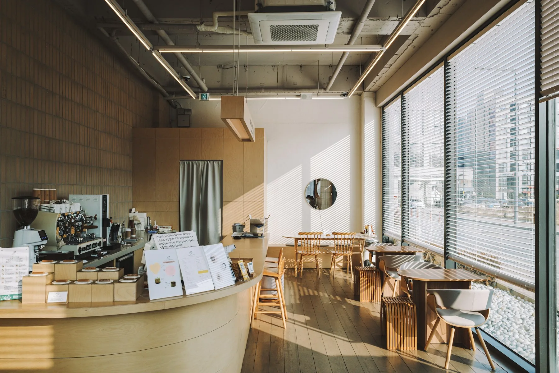 Warm wood cafe interior
